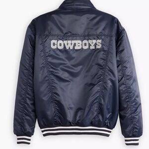 Men's Levi's x Starter Navy Dallas Cowboys Silver Tab Trucker Full-Snap Jacket